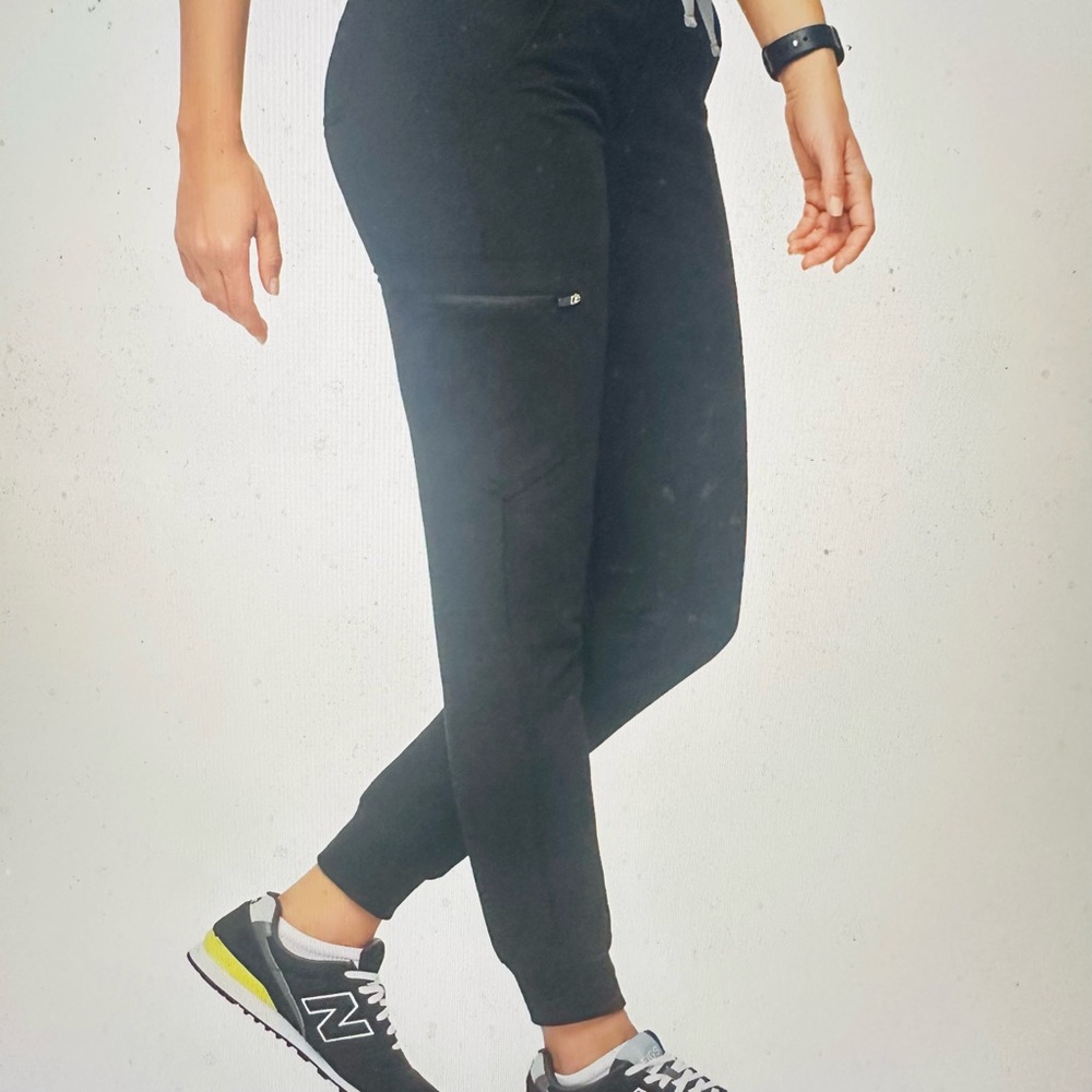 Figs Black Jogger Pants with Red Accents